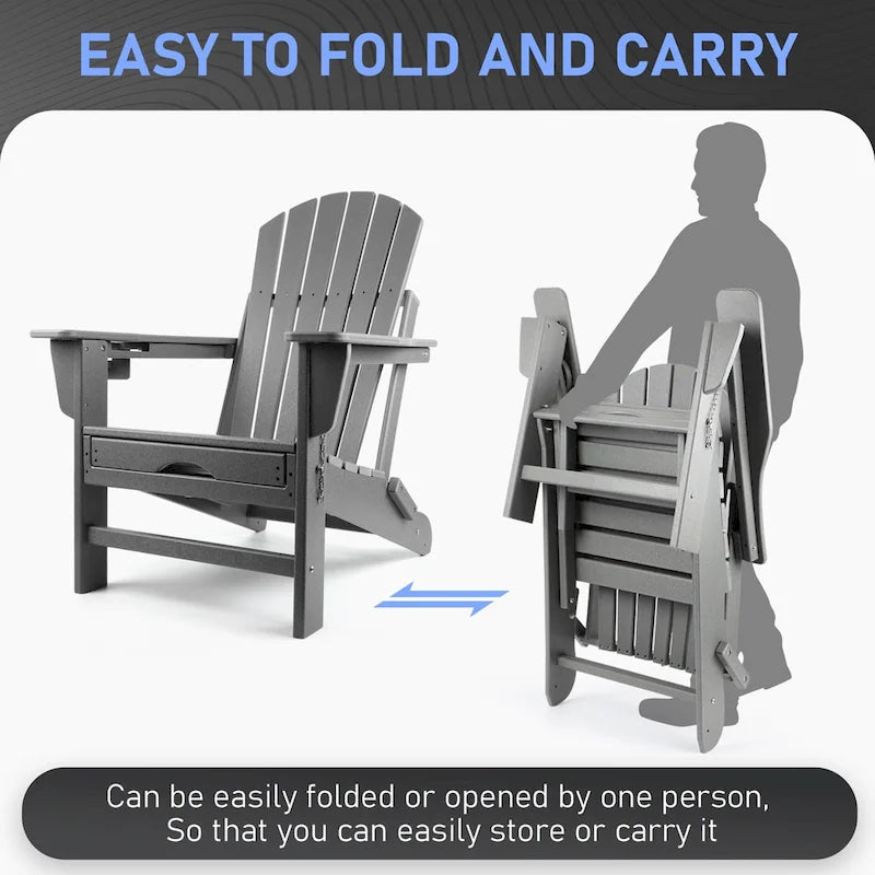 Chaise Adirondack pliante et à bascule Vrakae avec repose-pieds