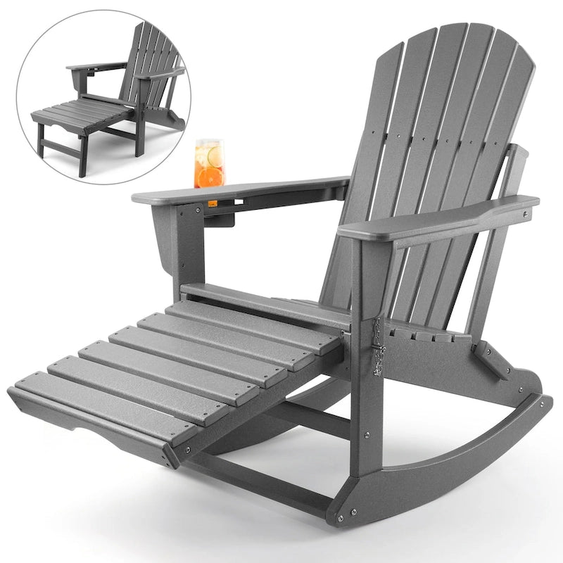 Chaise Adirondack pliante et à bascule Vrakae avec repose-pieds