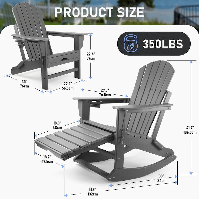 Chaise Adirondack pliante et à bascule Vrakae avec repose-pieds