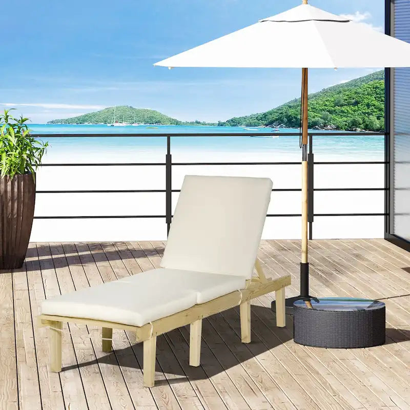 Outdoor Chaise Lounge Chair, Patio Reclining Chair with 4-Position Adjustable Backrest and Cushion