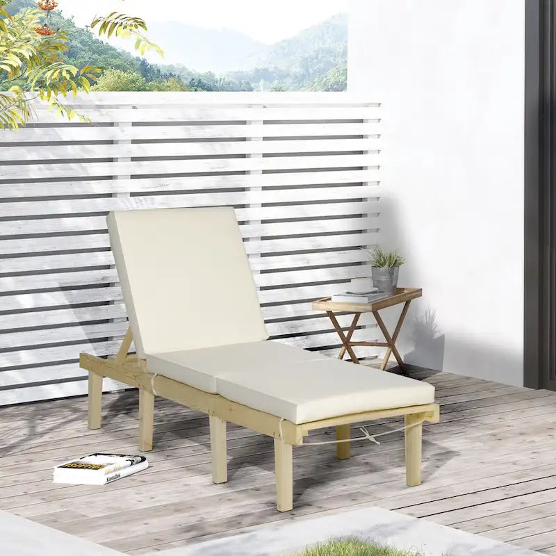 Chaise longue d'extérieur, chaise inclinable de patio avec dossier réglable à 4 positions et coussin