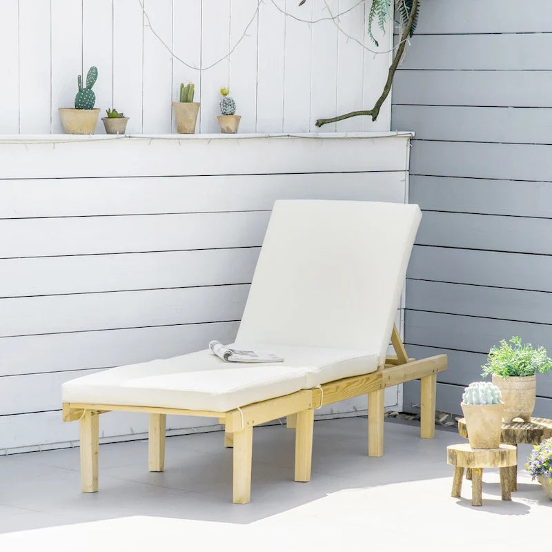 Chaise longue d'extérieur, chaise inclinable de patio avec dossier réglable à 4 positions et coussin