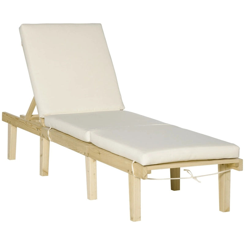 Chaise longue d'extérieur, chaise inclinable de patio avec dossier réglable à 4 positions et coussin
