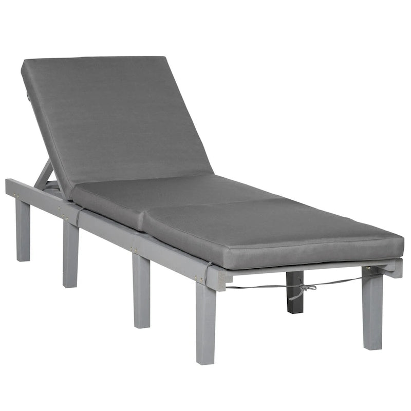 Chaise longue d'extérieur, chaise inclinable de patio avec dossier réglable à 4 positions et coussin