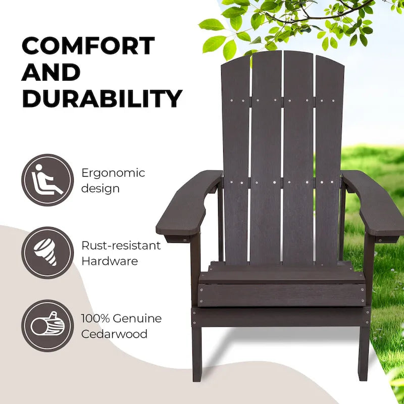 Chaises Adirondack d'extérieur en plastique résistant aux intempéries pour foyer