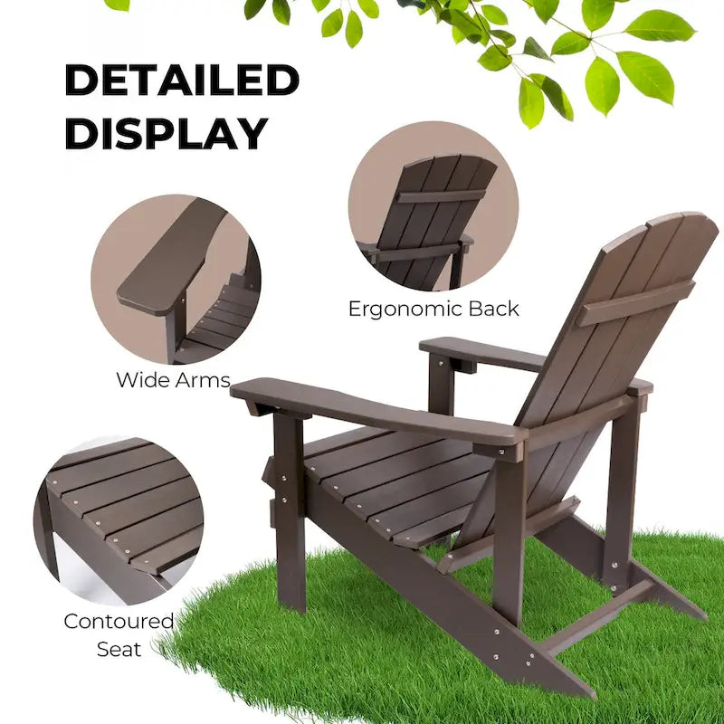 Chaises Adirondack d'extérieur en plastique résistant aux intempéries pour foyer