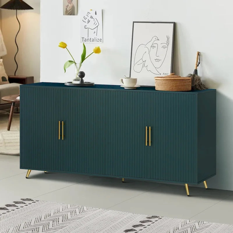 Meuble TV en bois avec armoire de rangement et étagères réglables, console TV média pour salon et chambre