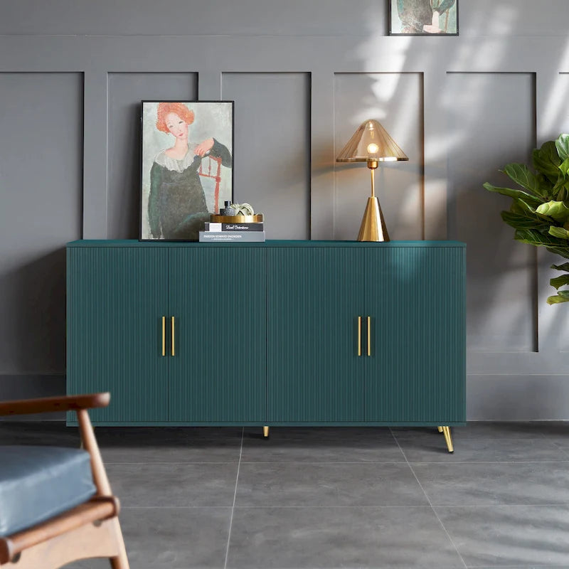 Meuble TV en bois avec armoire de rangement et étagères réglables, console TV média pour salon et chambre