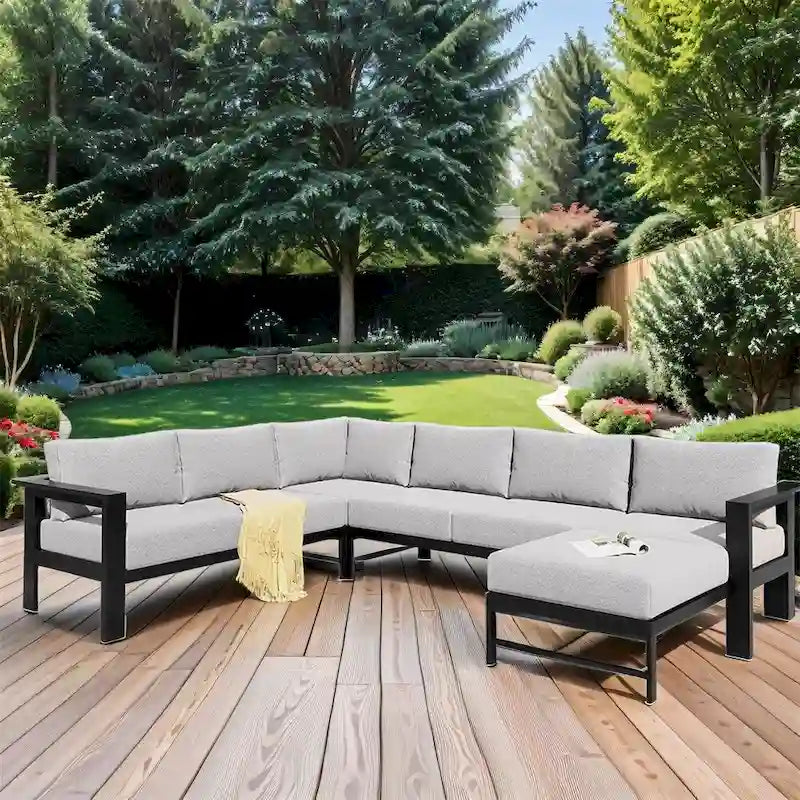 Canapé d'extérieur en U multi-personnes pour jardins