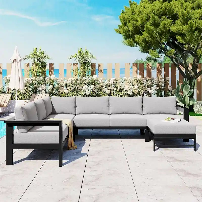 Canapé d'extérieur en U multi-personnes pour jardins