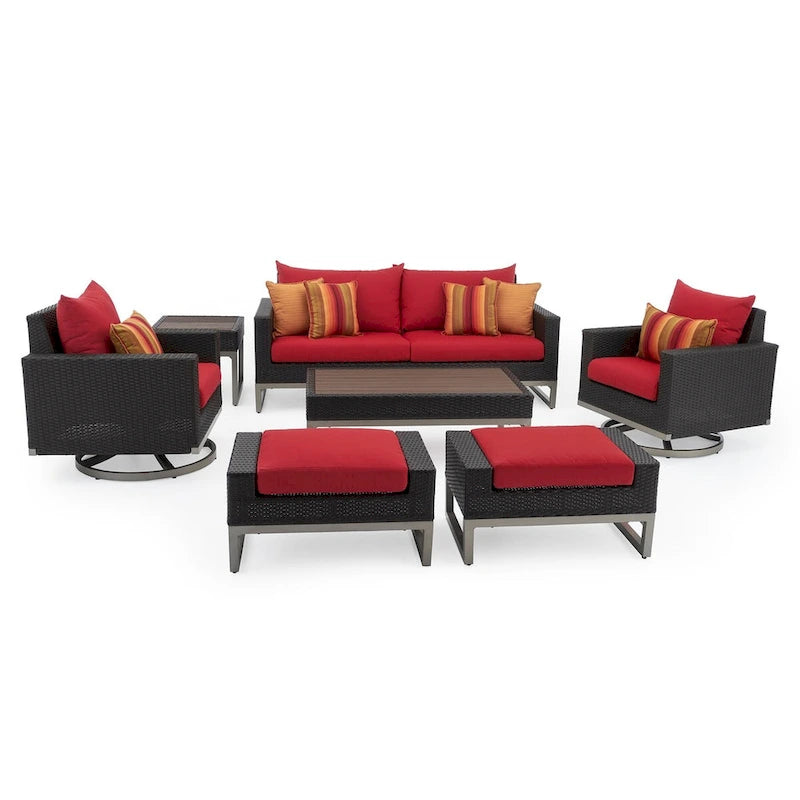 Ensemble de sièges profonds Milo Espresso Sunbrella 7 pièces pour patio extérieur avec mouvement