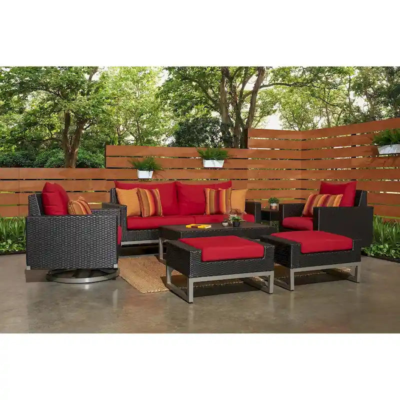 Ensemble de sièges profonds Milo Espresso Sunbrella 7 pièces pour patio extérieur avec mouvement