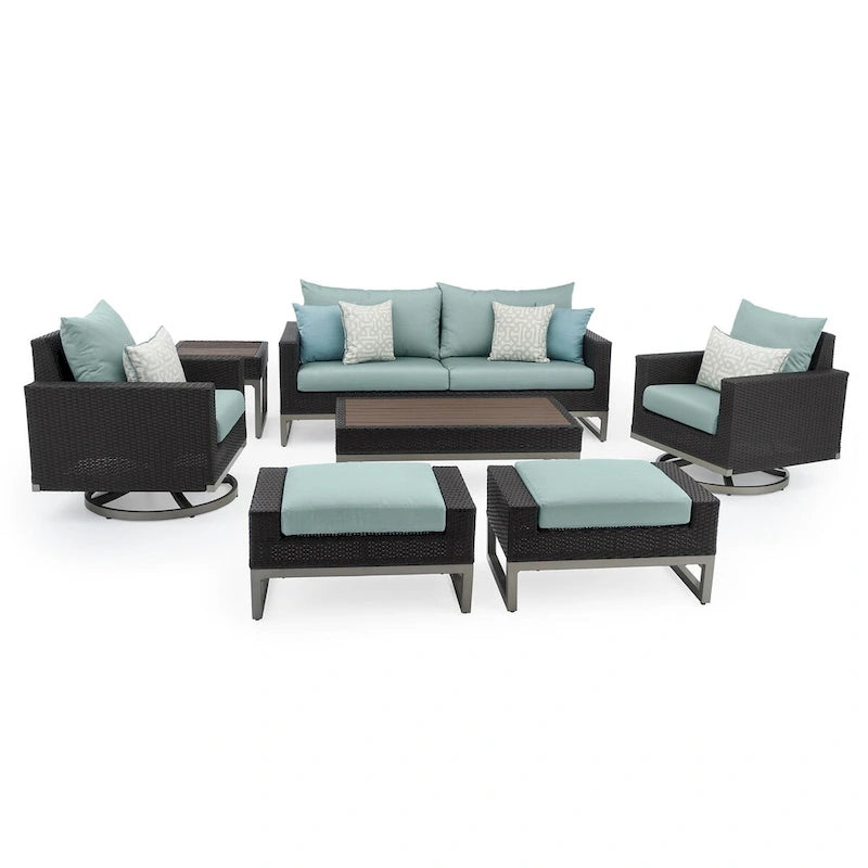 Ensemble de sièges profonds Milo Espresso Sunbrella 7 pièces pour patio extérieur avec mouvement