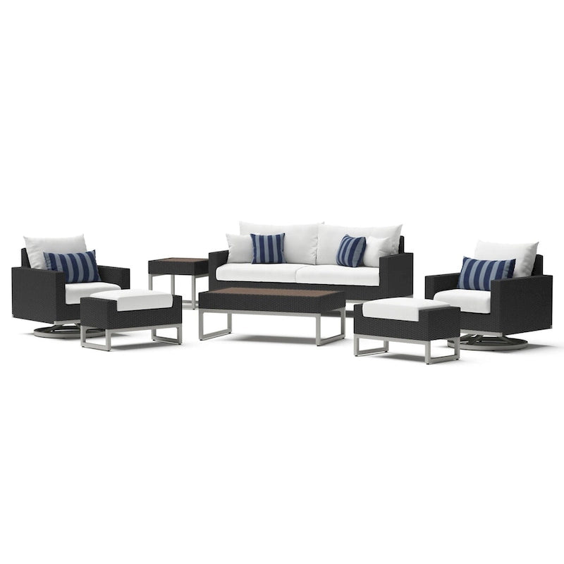 Ensemble de sièges profonds Milo Espresso Sunbrella 7 pièces pour patio extérieur avec mouvement