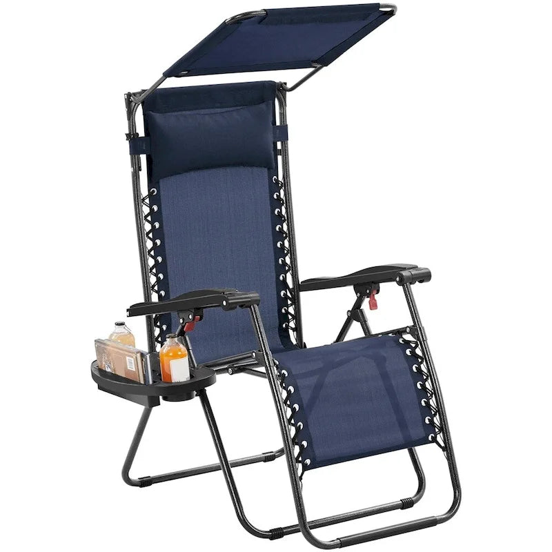 Chaise longue de camping Yaheetech 26 pouces anti-gravité pour l'extérieur avec parasol
