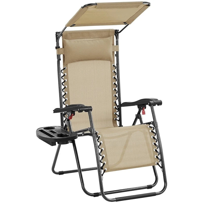 Yaheetech 26in Outdoor Zero Gravity Chair Patio Lounge Camping Chair with Sunshade
