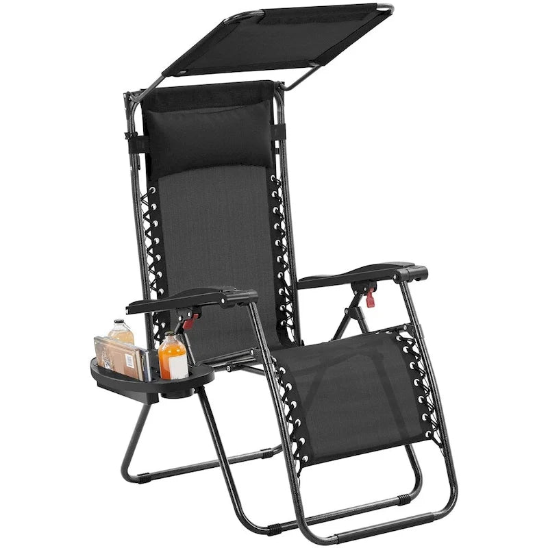 Chaise longue de camping Yaheetech 26 pouces anti-gravité pour l'extérieur avec parasol