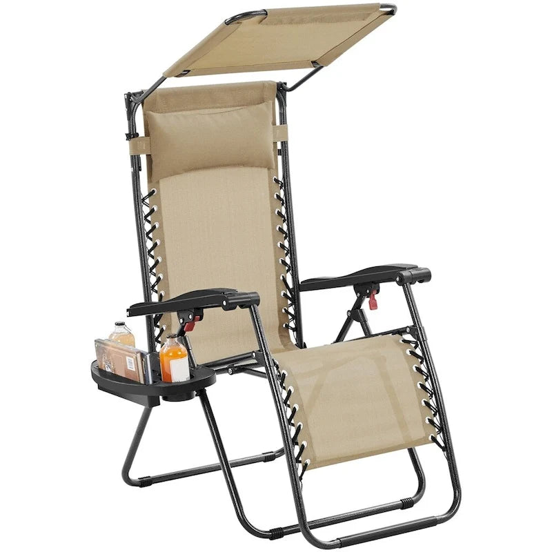 Chaise longue de camping Yaheetech 26 pouces anti-gravité pour l'extérieur avec parasol