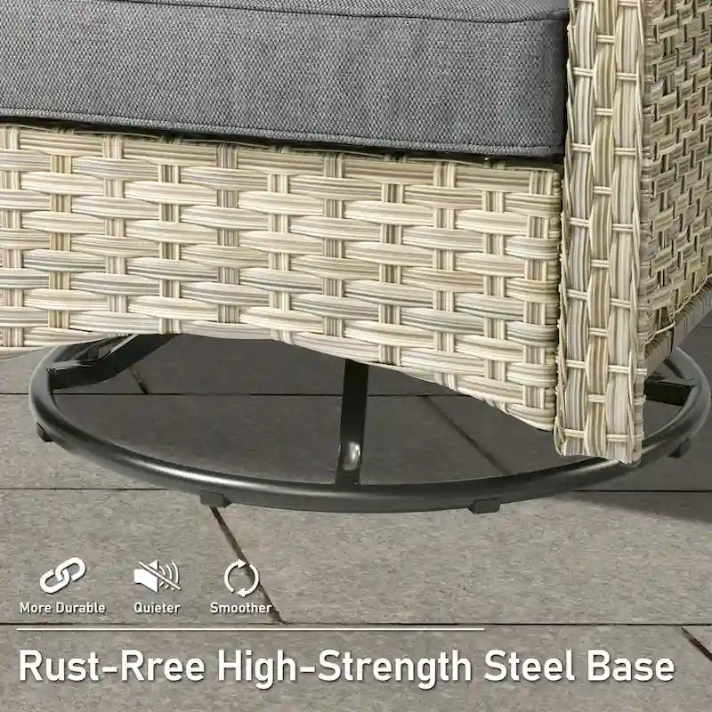HOOOWOOO Ensemble de conversation 6 pièces pour patio avec causeuse et fauteuil pivotant en osier