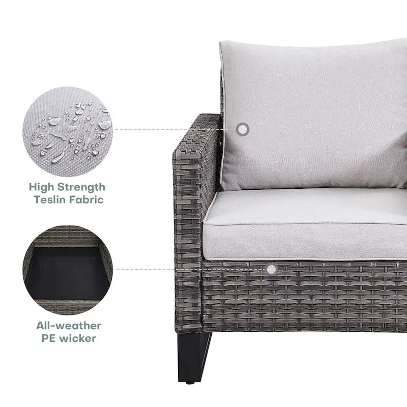 Chaises de patio en osier (lot de 4) - Gris