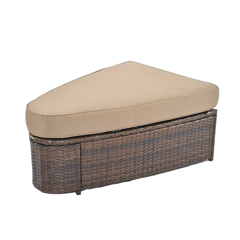 Ensemble de canapés ronds d'extérieur 6 pièces en rotin PE avec table basse