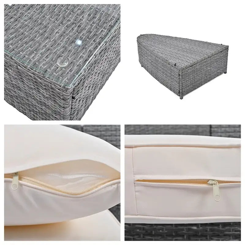 Ensemble de canapés ronds d'extérieur 6 pièces en rotin PE avec table basse