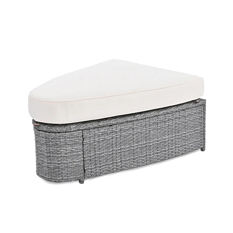 Ensemble de canapés ronds d'extérieur 6 pièces en rotin PE avec table basse