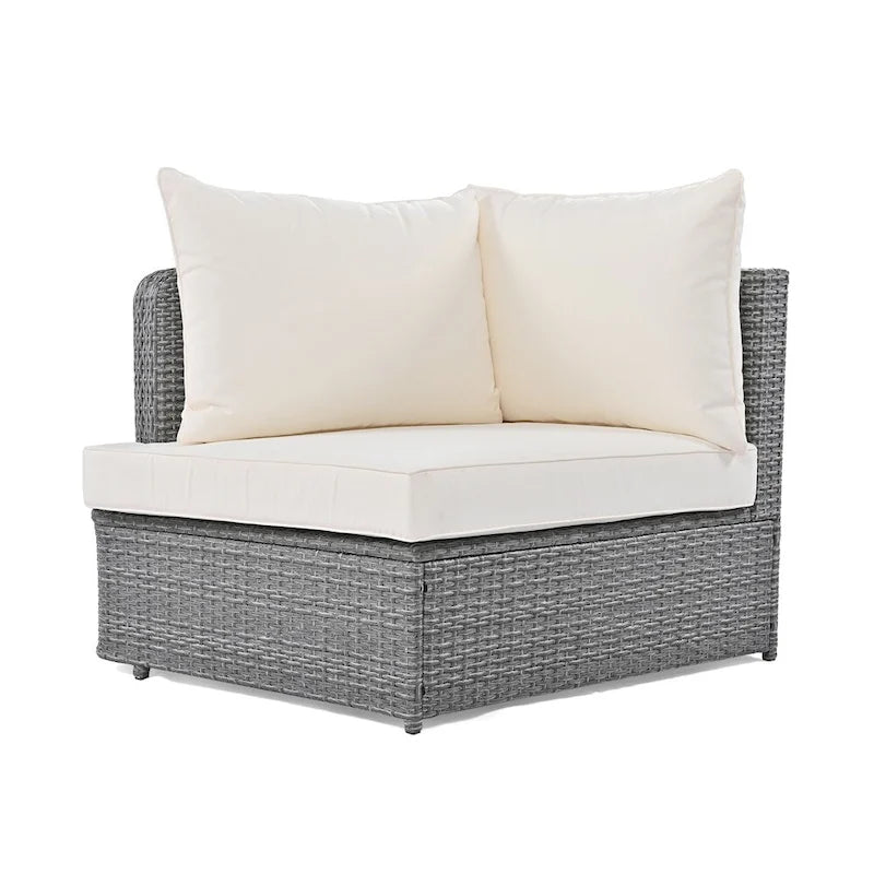 Ensemble de canapés ronds d'extérieur 6 pièces en rotin PE avec table basse