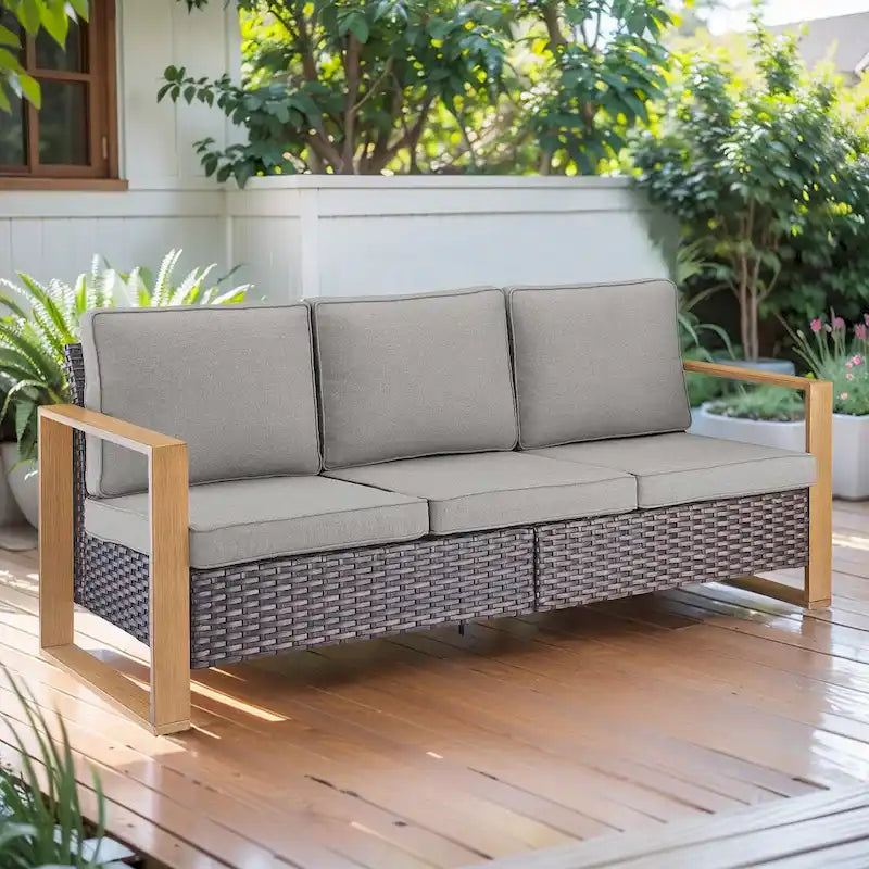 Canapé de jardin Gymojoy en rotin marron Canapé profond