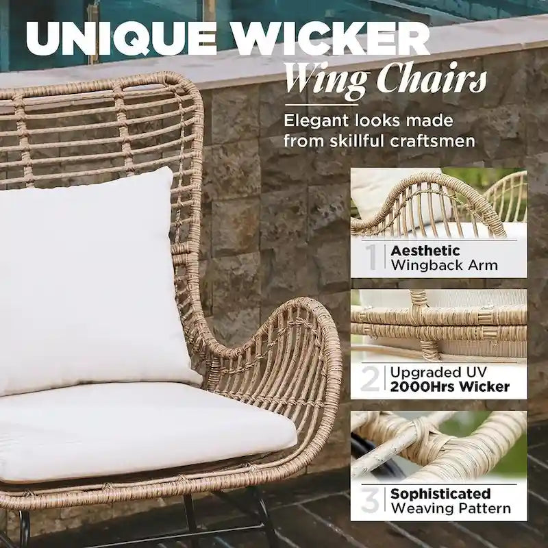 Fauteuils de club d'extérieur en osier Isabelle Premium Wingback