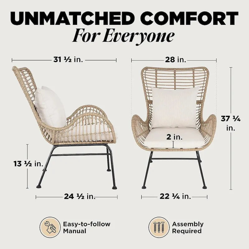 Fauteuils de club d'extérieur en osier Isabelle Premium Wingback