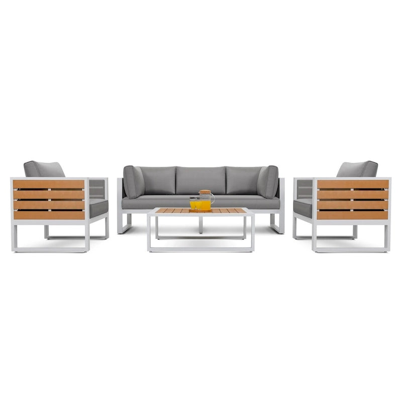 Ensemble de canapés de jardin, Table basse, Canapé trois places, 2 Fauteuils
