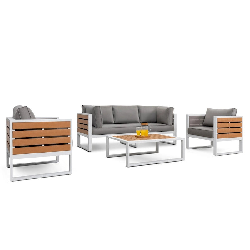 Ensemble de canapés de jardin, Table basse, Canapé trois places, 2 Fauteuils