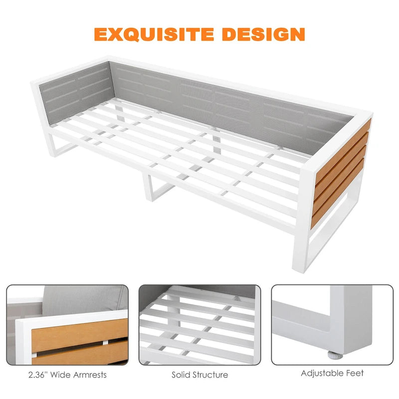 Ensemble de canapés de jardin, Table basse, Canapé trois places, 2 Fauteuils