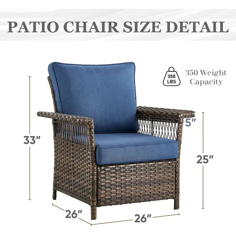 Fauteuil de patio en osier d'extérieur avec table d'appoint - Marron