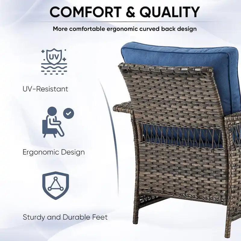 Fauteuil de patio en osier d'extérieur avec table d'appoint - Marron
