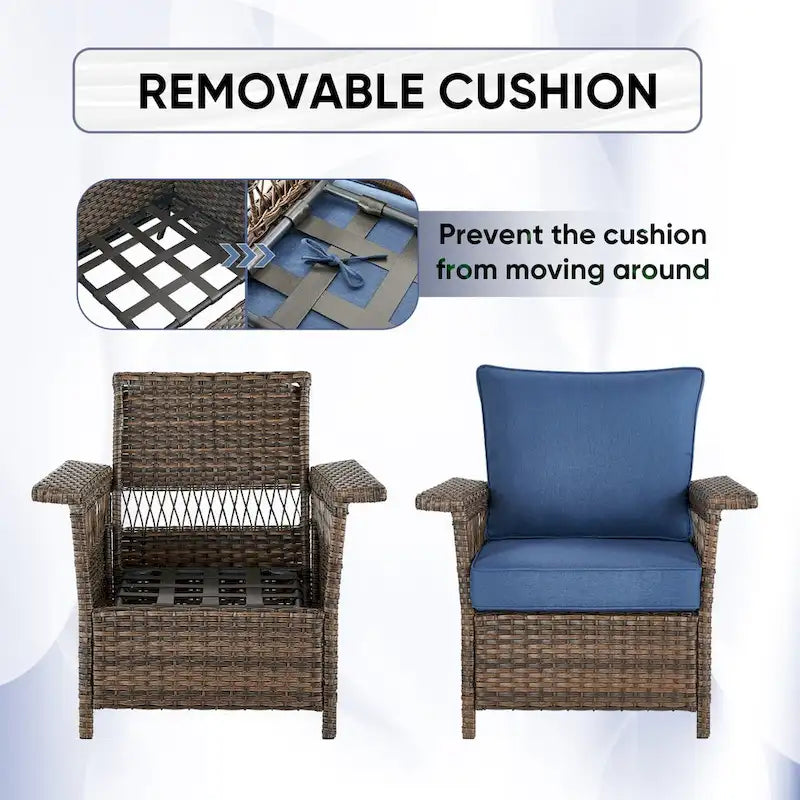 Fauteuil de patio en osier d'extérieur avec table d'appoint - Marron