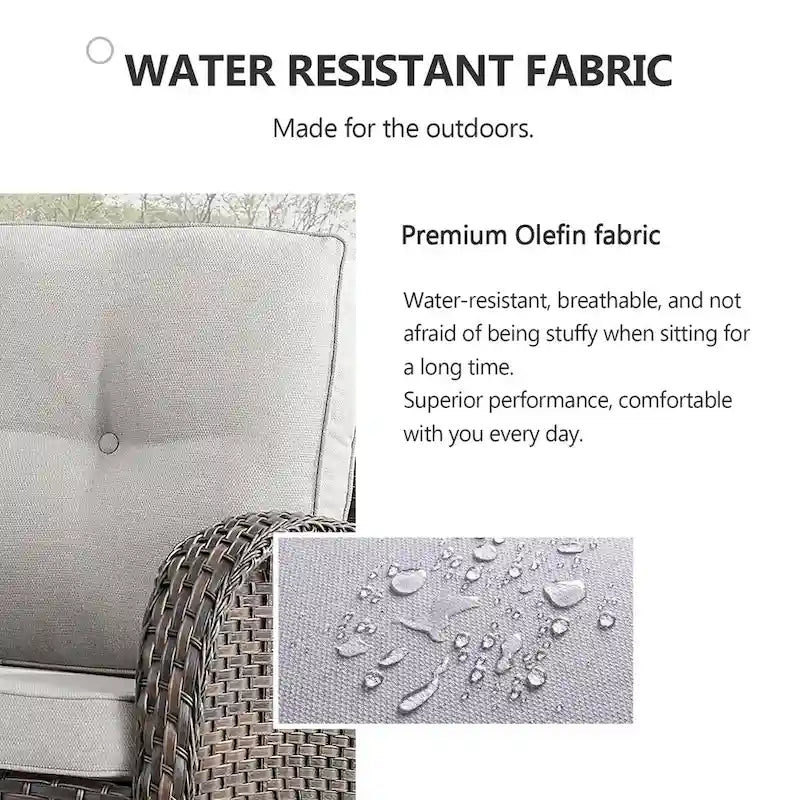Canapé d'extérieur 7 places avec fauteuils pivotants et poufs - Marron
