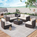 Ensemble de meubles de patio extérieur 8 pièces, coussins de 10 cm
