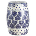 Tabouret de jardin Happy Hearts 17.8 en céramique chinoiserie, bleu