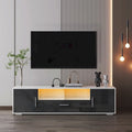 Meuble TV, meuble de divertissement, console TV avec ceinture lumineuse LED, ceinture lumineuse contrôlable à distance