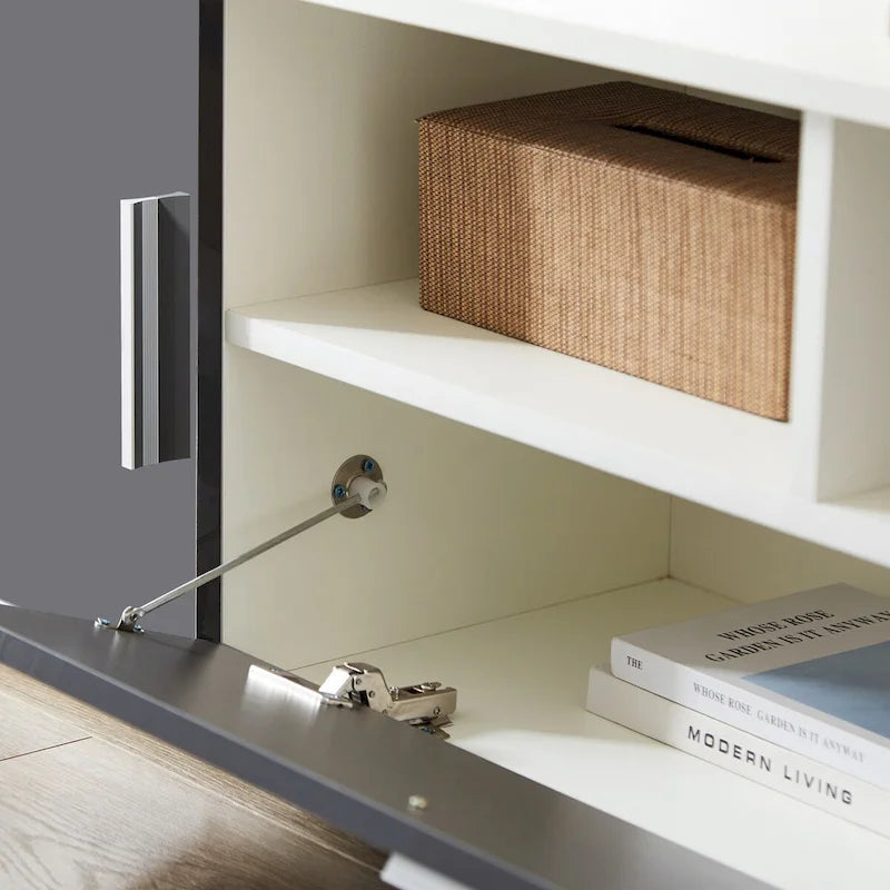 Meuble TV, meuble de divertissement, console TV avec ceinture lumineuse LED, ceinture lumineuse contrôlable à distance
