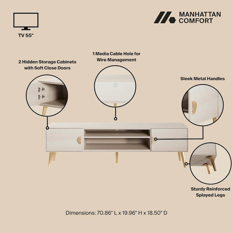 Meuble TV moderne Manhattan Comfort Haley 70.9 Mid-Century