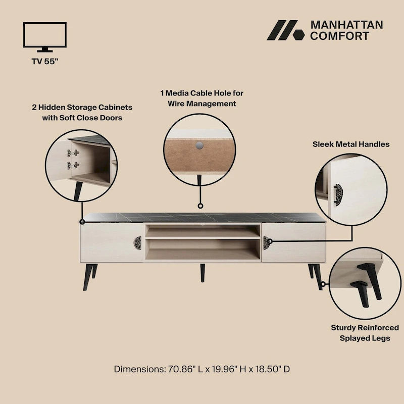 Meuble TV moderne Manhattan Comfort Haley 70.9 Mid-Century