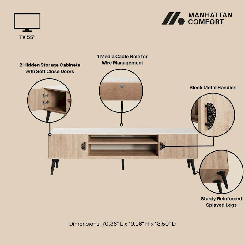 Meuble TV moderne Manhattan Comfort Haley 70.9 Mid-Century