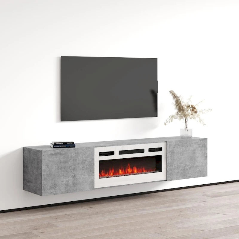 Meuble TV flottant Baja WH-EF avec cheminée