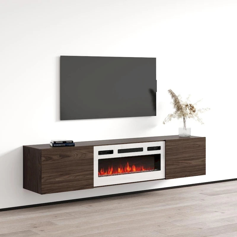 Meuble TV flottant Baja WH-EF avec cheminée