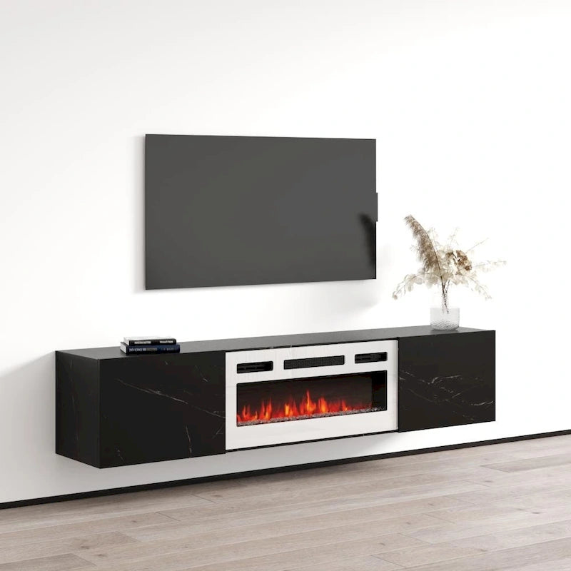 Meuble TV flottant Baja WH-EF avec cheminée