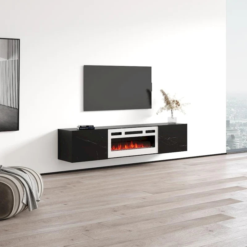Meuble TV flottant Baja WH-EF avec cheminée