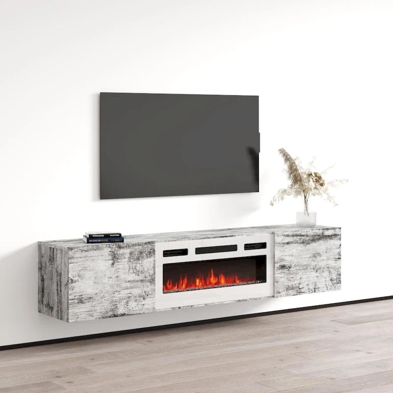 Meuble TV flottant Baja WH-EF avec cheminée